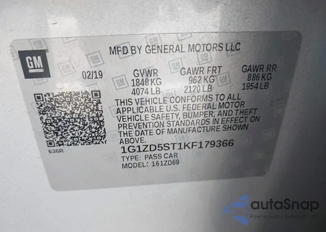 2019 Chevrolet Malibu Lt from USA, damaged, VIN 1G1ZD5ST1KF179366